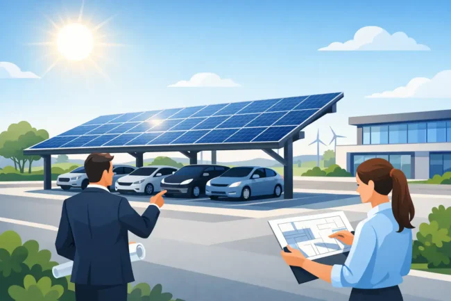 Solarcarport für Gewerbe kaufen - richtig planen